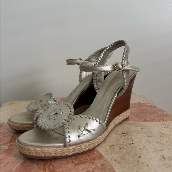 Jack Rogers Shoes - Clare Rope Wedge Sandal in Platinum by Jack Rogers